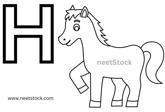 Cartoon horse drawing with capital letter H