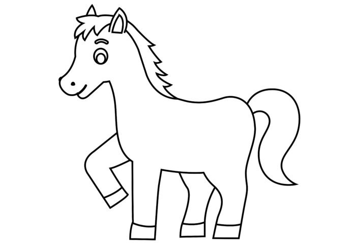 Cartoon Horse drawing for coloring book and kids