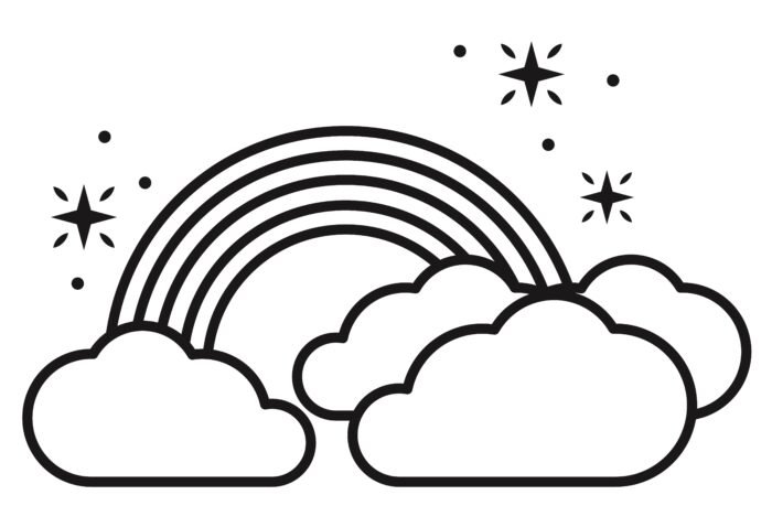 Cloud rainbow drawing for coloring book and kids
