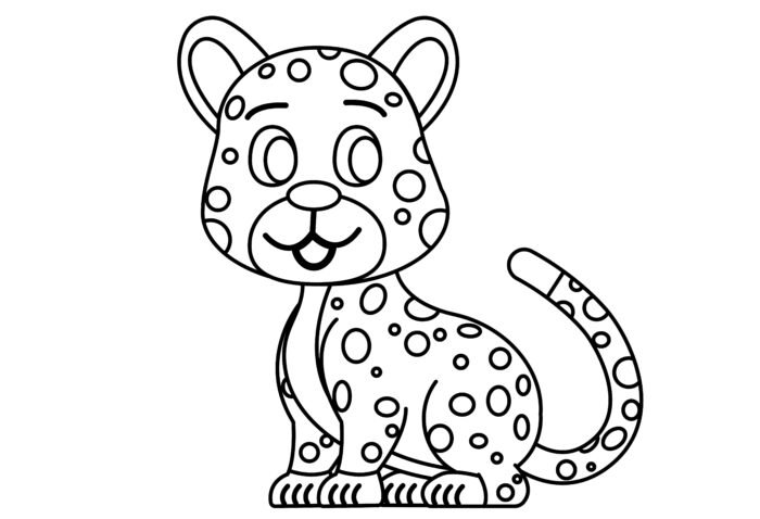 Cute chittah cub drawing for coloring book and kids