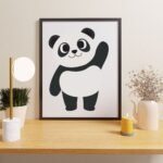 Cute panda wall art print mockup