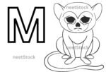 Monkey drawing with capital letter M