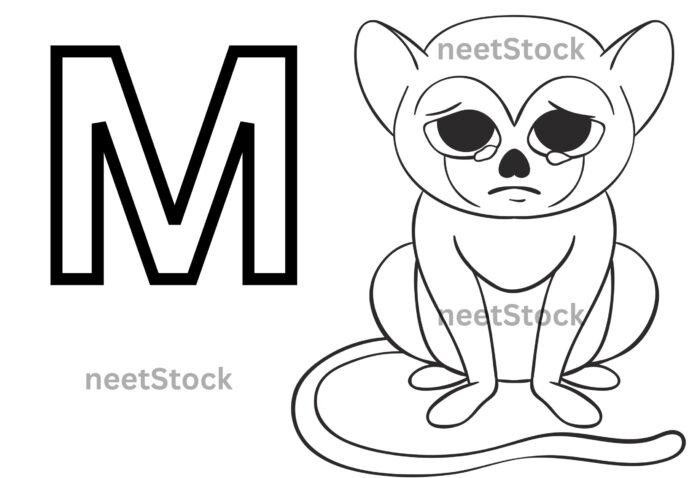 Monkey drawing with capital letter M