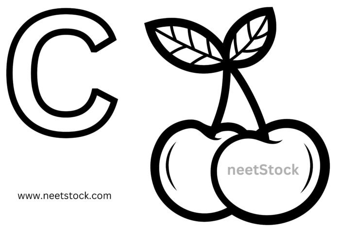 Cherry drawing with capital letter C