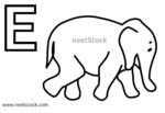 Simple elephant drawing with capital letter E