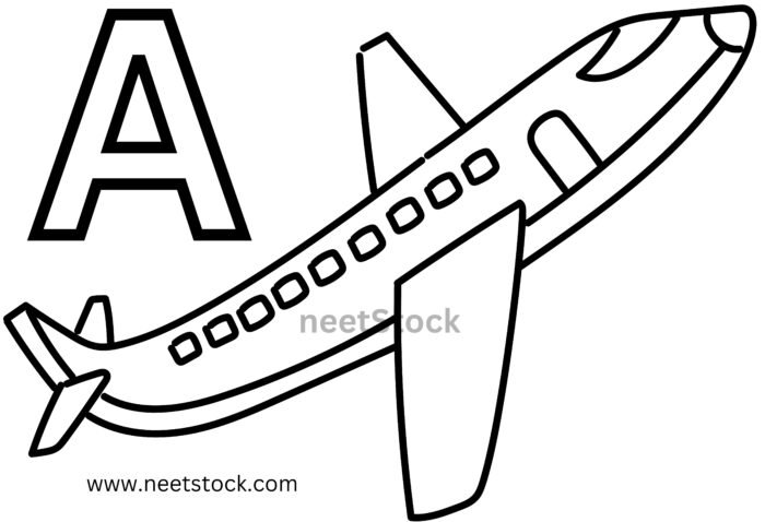 Aeroplane drawing with capital letter A