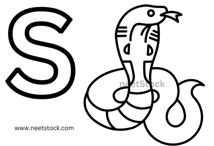 Snake drawing with capital letter S