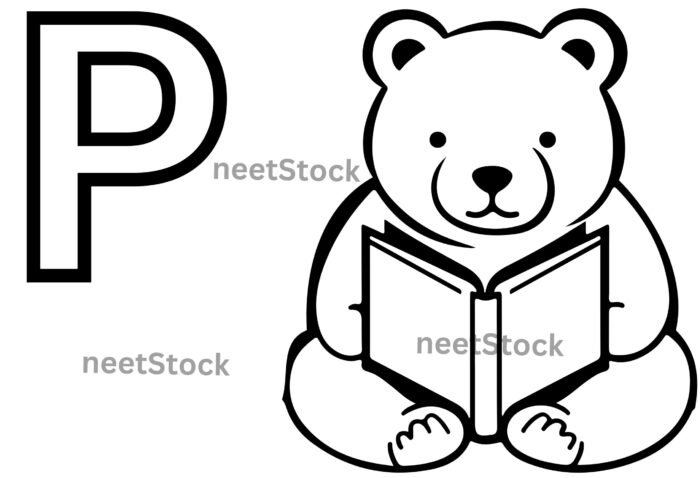 Panda reading book drawing for coloring book