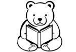 panda reading book drawing for coloring book
