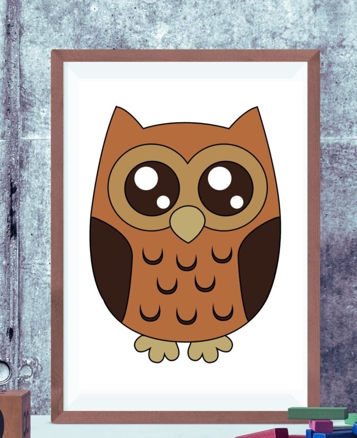 Cartoon owl wall art digital print for home and office decoration