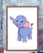 Smiley baby elephant wall art digital mockup